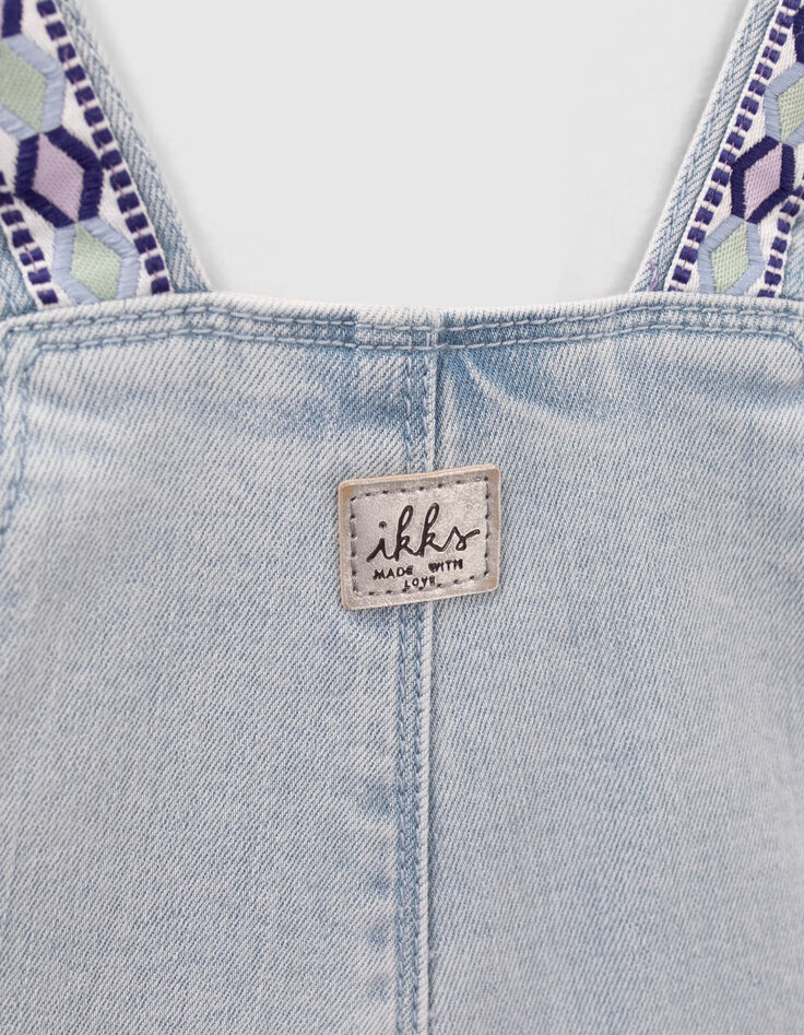 Set korte jeanstuinbroek en wit T-shirt meisjes-7