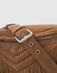 Sac 1440 Pocket Belt en cuir velours sable à franges Femme-3