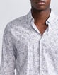 Men&rsquo;s white Liberty fabric SLIM shirt with blue flowers-4