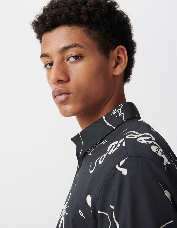 Chemise REGULAR noire imprimé astres Homme-4