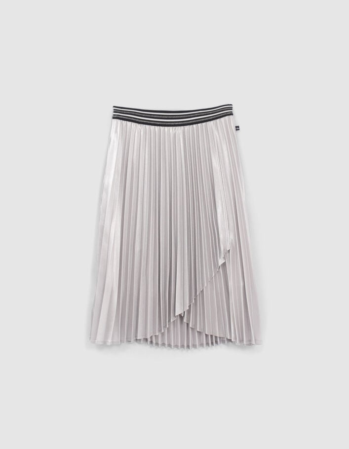 Girls’ silver asymmetric pleated skirt - IKKS