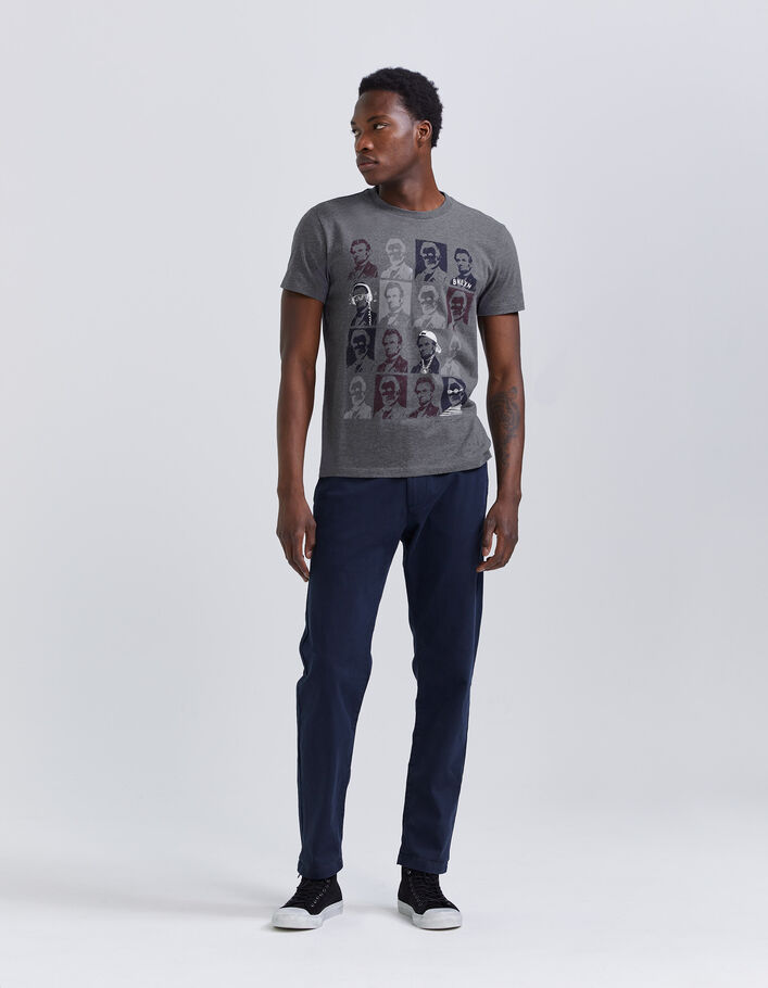 T-shirt gris visuel esprit pop art Homme-8