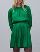 Robe vert pré froissée clous à la taille Femme-4