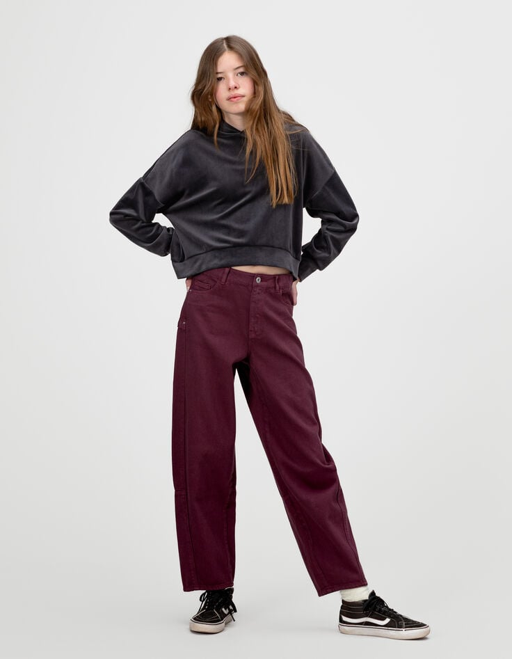 Grijze hoodie velourstricot meisjes-6 Grijze hoodie velourstricot meisjes-6