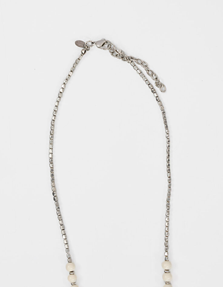 Collier sautoir perles et pompons femme-3