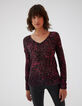 Jersey cuello pico en lana esponjosa cosy flowers mujer-2