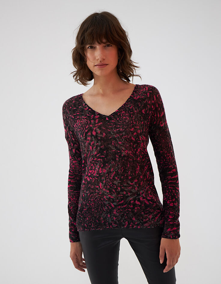 Jersey cuello pico en lana esponjosa cosy flowers mujer-2 Jersey cuello pico en lana esponjosa cosy flowers mujer-2