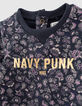 Sweat navy imprimé cachemire et message bébé fille-3
