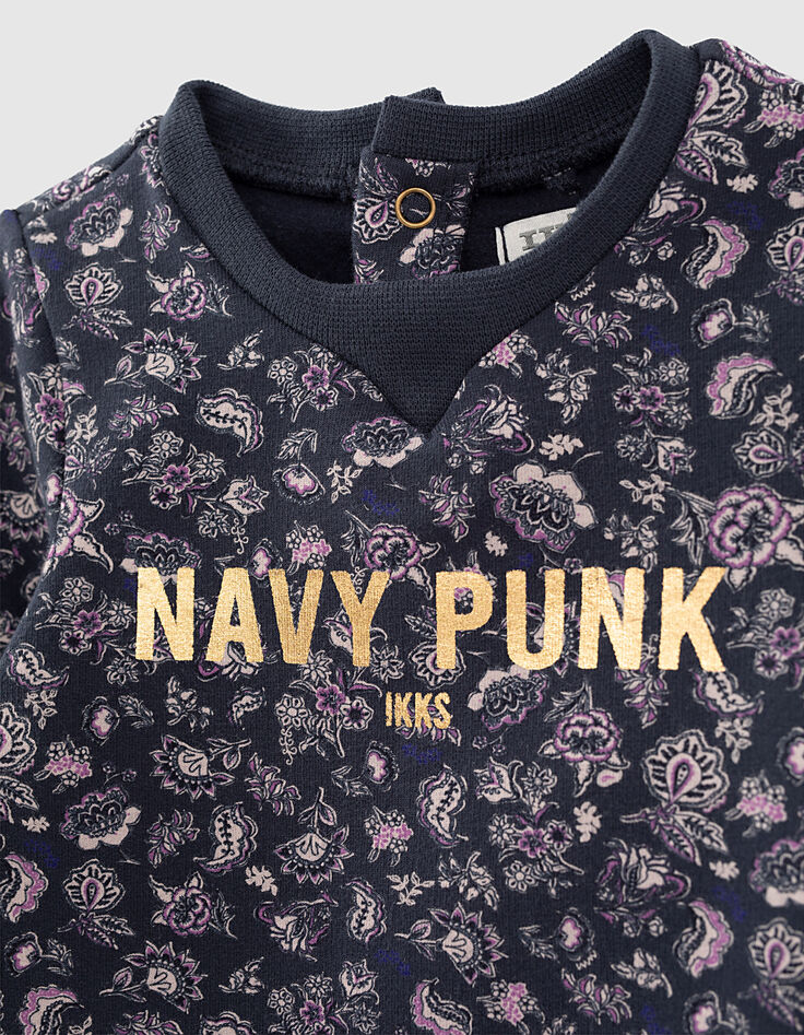 Sweat navy imprimé cachemire et message bébé fille-3 Sweat navy imprimé cachemire et message bébé fille-3