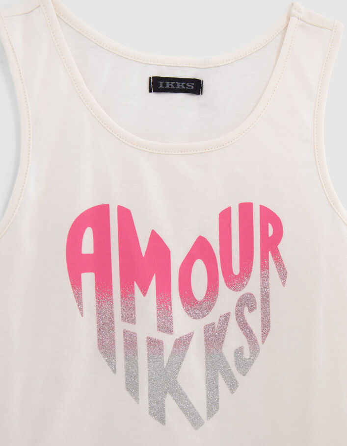 Girls' ecru vest top with heart-shaped slogan - IKKS