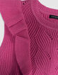 Pull sans manches rose tricot fantaisie volants fille-7