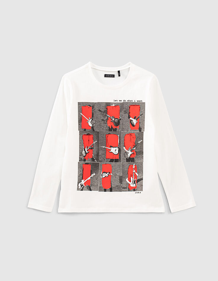 Tee-shirt blanc visuel rockers garçon-1