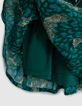 Groene korte rok sparkling peacock print meisjes-5