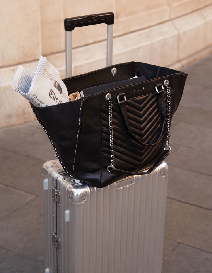 Tasche 1440 schwarz Leder Großes Modell Damen-7