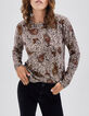 Women’s ecru sweater with paisley leopard print-1