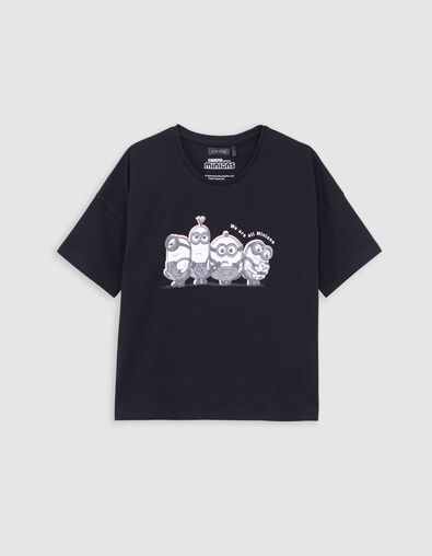 Camiseta negra algodón print foil MINIONS niña - IKKS
