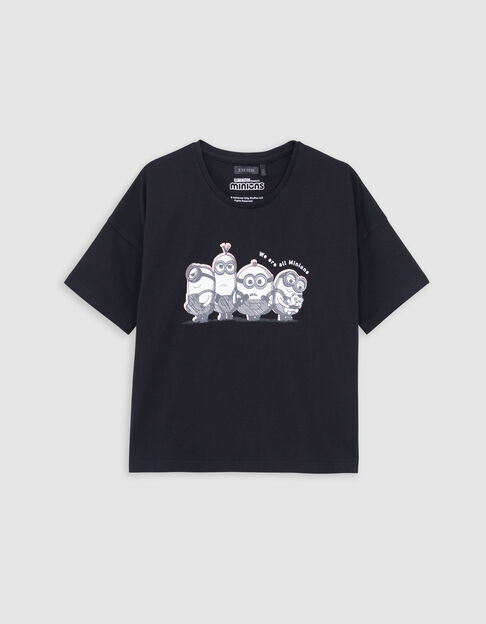 Camiseta negra algodón print foil MINIONS niña - IKKS