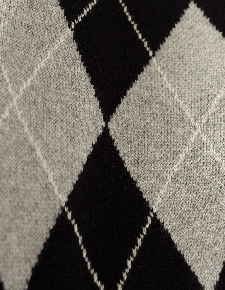 Girls’ black Argyle knit cardigan-5