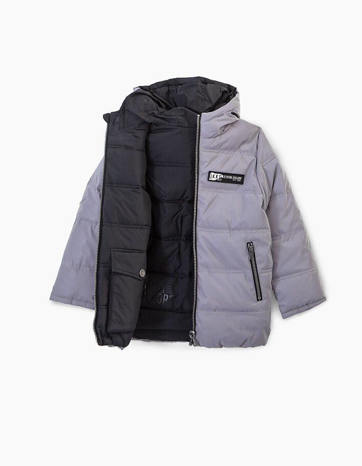Zwarte en zilverkleurige gewatteerde jas voor jongens  - IKKS