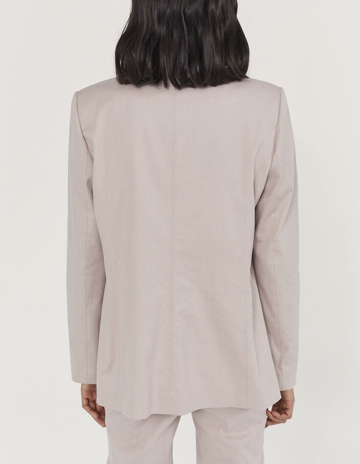 Veste tailleur coloris lilas mix coton lin femme-4