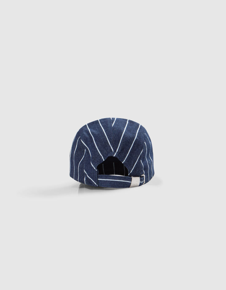Boys’ navy cap with white stripes and embroidery-3