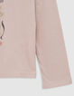 Camiseta de niña pájaro rosa con detalles dorados-4