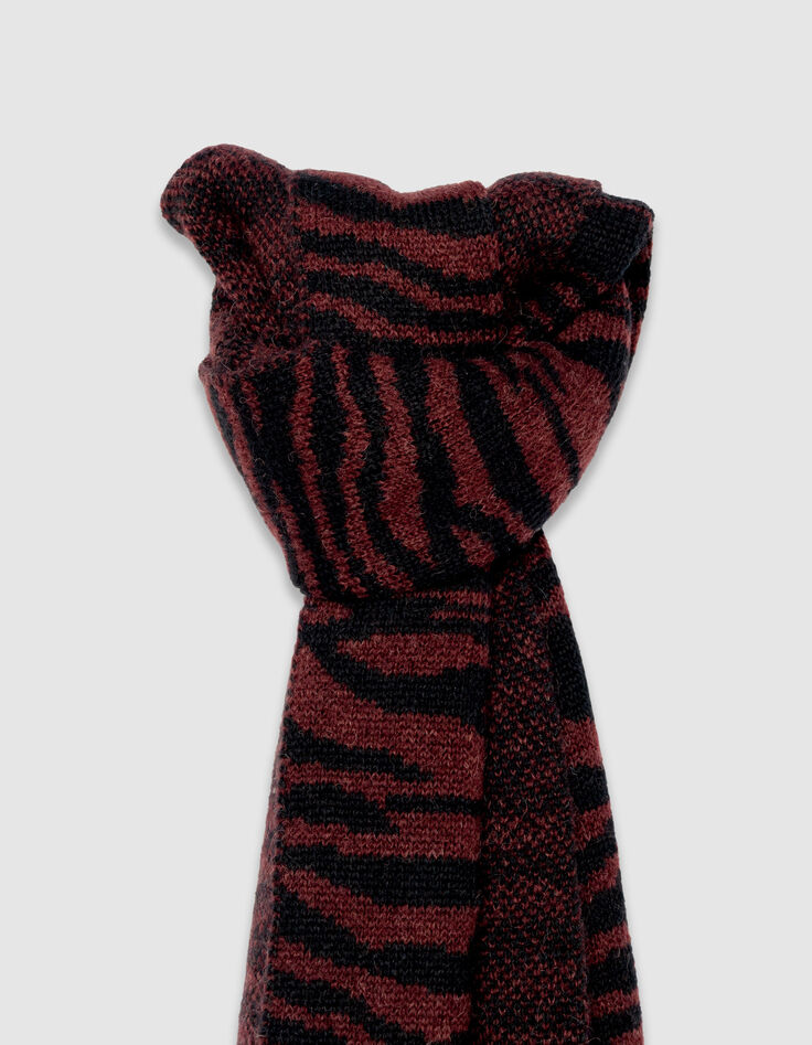Echarpe bordeaux tricot jacquard zèbre Femme-2 Echarpe bordeaux tricot jacquard zèbre Femme-2