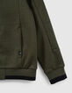 Khaki Jungensweatjacke mit Hahnentrittmuster am Umschlag-4