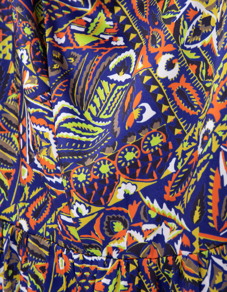 Robe bleue polyester recyclé graphique ethnique Femme-9 Robe bleue polyester recyclé graphique ethnique Femme-9