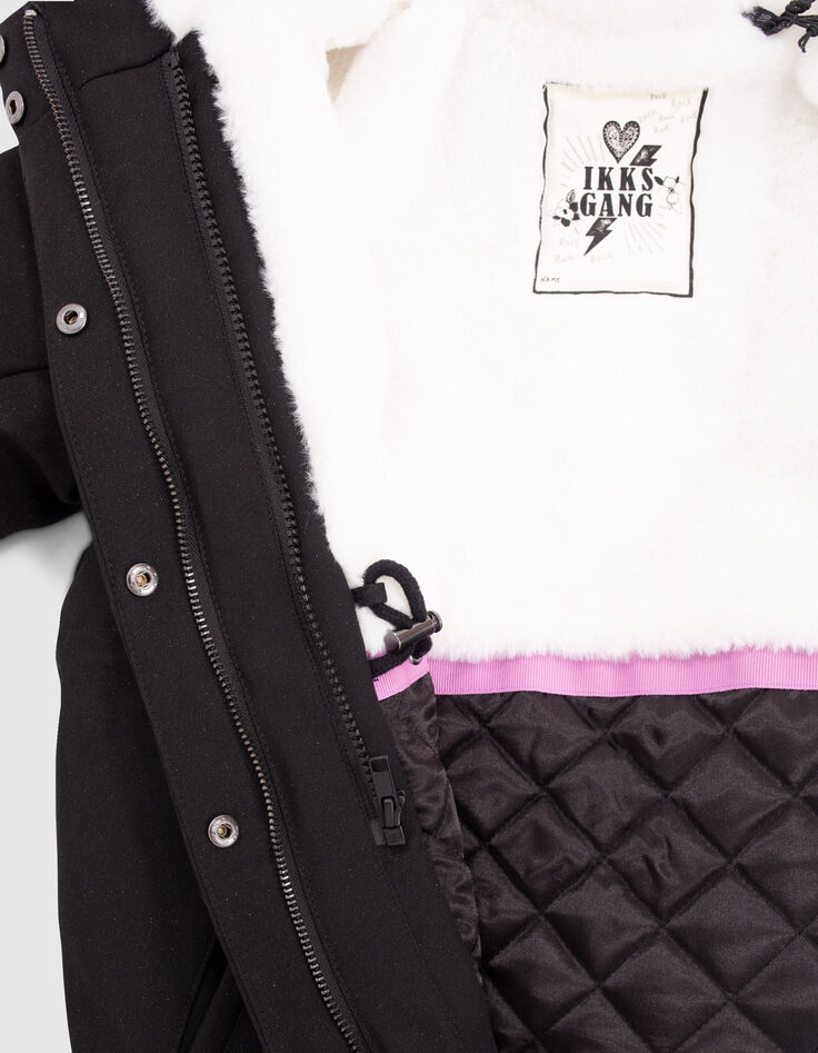 Parka 2 en 1 negra lentejuelas chaqueta acolchada niña-8