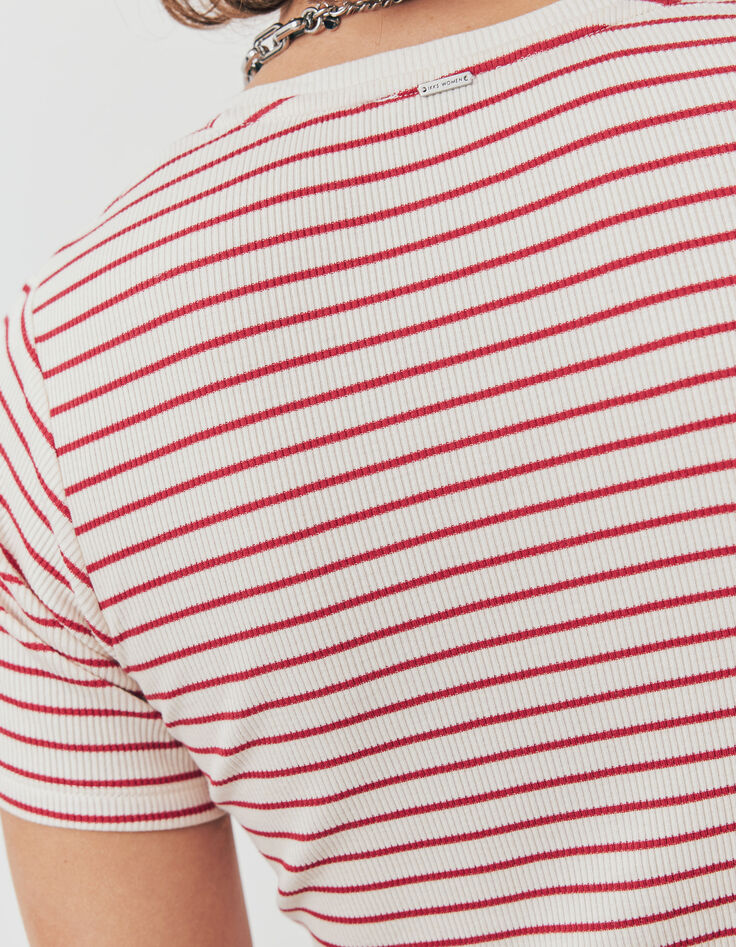 Weißes und rotes Damenmatrosenshirt aus Baumwollmodal-5