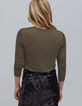 Tee-shirt kaki maille lurex d&eacute;cor gourmettes Femme-2