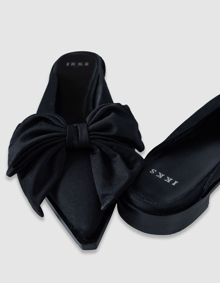 Black flat mules with oversized bow Women-6