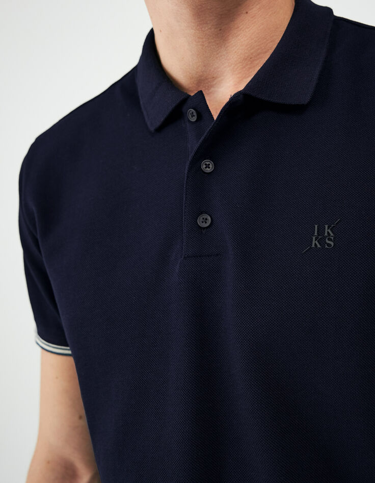 Polo marine à manches courtes avec rayures Homme-4