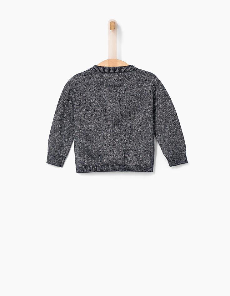 Cardigan tricot marine pailleté bébé fille-3 Cardigan tricot marine pailleté bébé fille-3