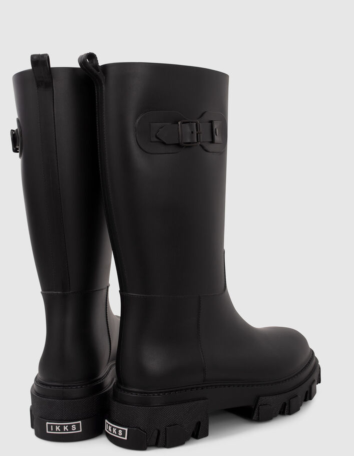 Bottes Ikks Noir Women's Black Rain Boots With Lugged Soles