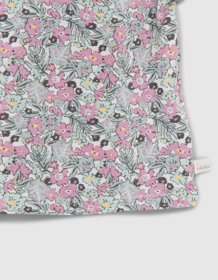 T-shirt kaki imprimé petites fleurs bébé fille-4
