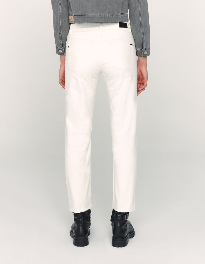 Jean droit blanc high waist longueur cropped bio femme - IKKS