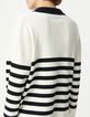 Black and ecru striped sailor sweater with contrasting polo collar Women-5