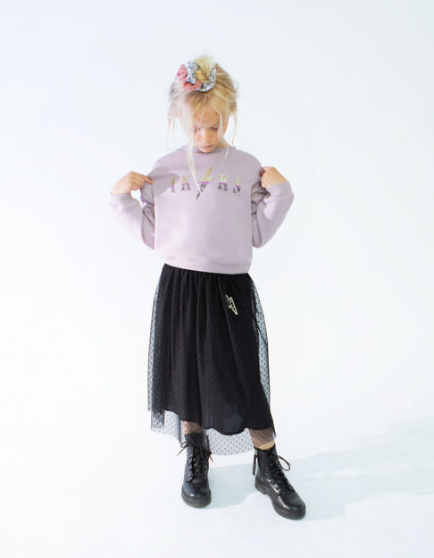 Jupe midi noire tulle plumetis fille