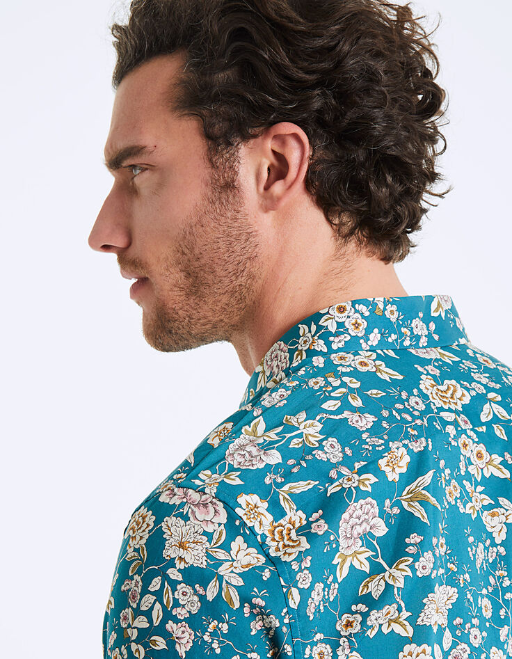 Men's turquoise Liberty floral slim shirt-6 Men's turquoise Liberty floral slim shirt-6