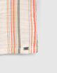 Chemise blanc cassé rayures kaki et orange garçon-4
