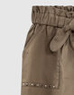 Pantalon paper bag kaki fluide 7/8ème fille-4