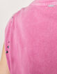 Camiseta rosa sin mangas hombreras remaches joya mujer-5