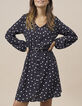 Schwarzes Kleid mit Tupfenprint I.Code-2