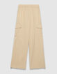 Pantalon jogging fluide beige esprit battle Femme-5