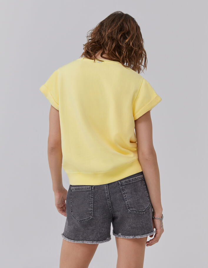 Loose yellow sweatshirt embroidery women - IKKS