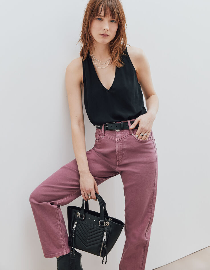 Women&rsquo;s black crepe sleeveless top with crossover back-3