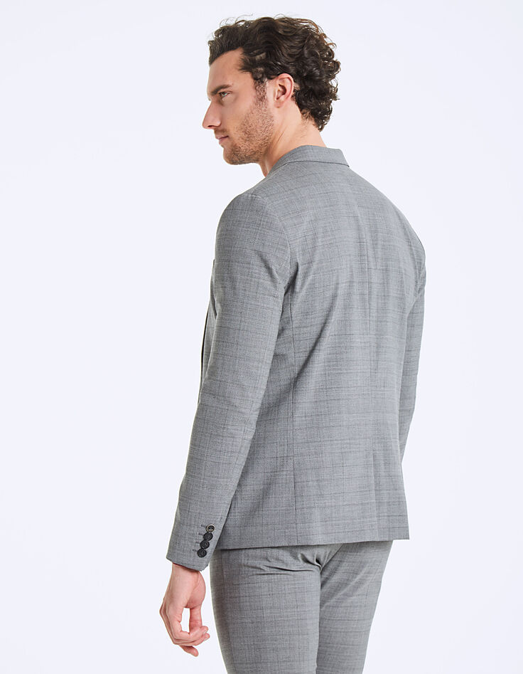 Grauer Herrensakko mit Glencheck-Karomuster Travel Suit-4