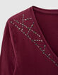 Women’s burgundy organic cotton long sleeve T-shirt-3